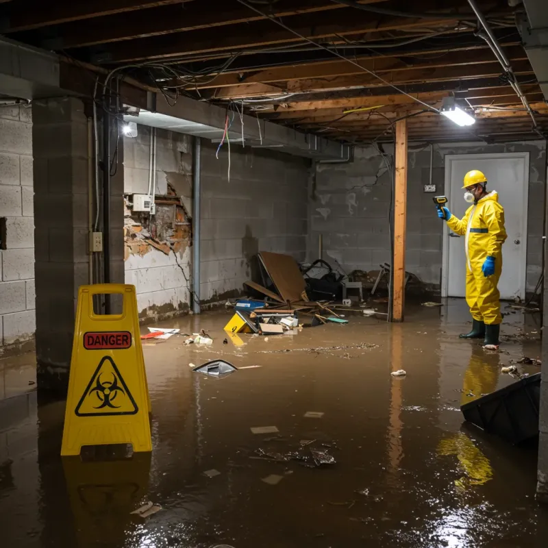 Flooded Basement Electrical Hazard in Groves, TX Property